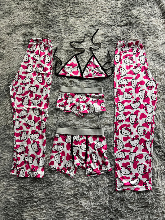 Hello Kitty Vaquita Rosa Pijama De 5 Piezas