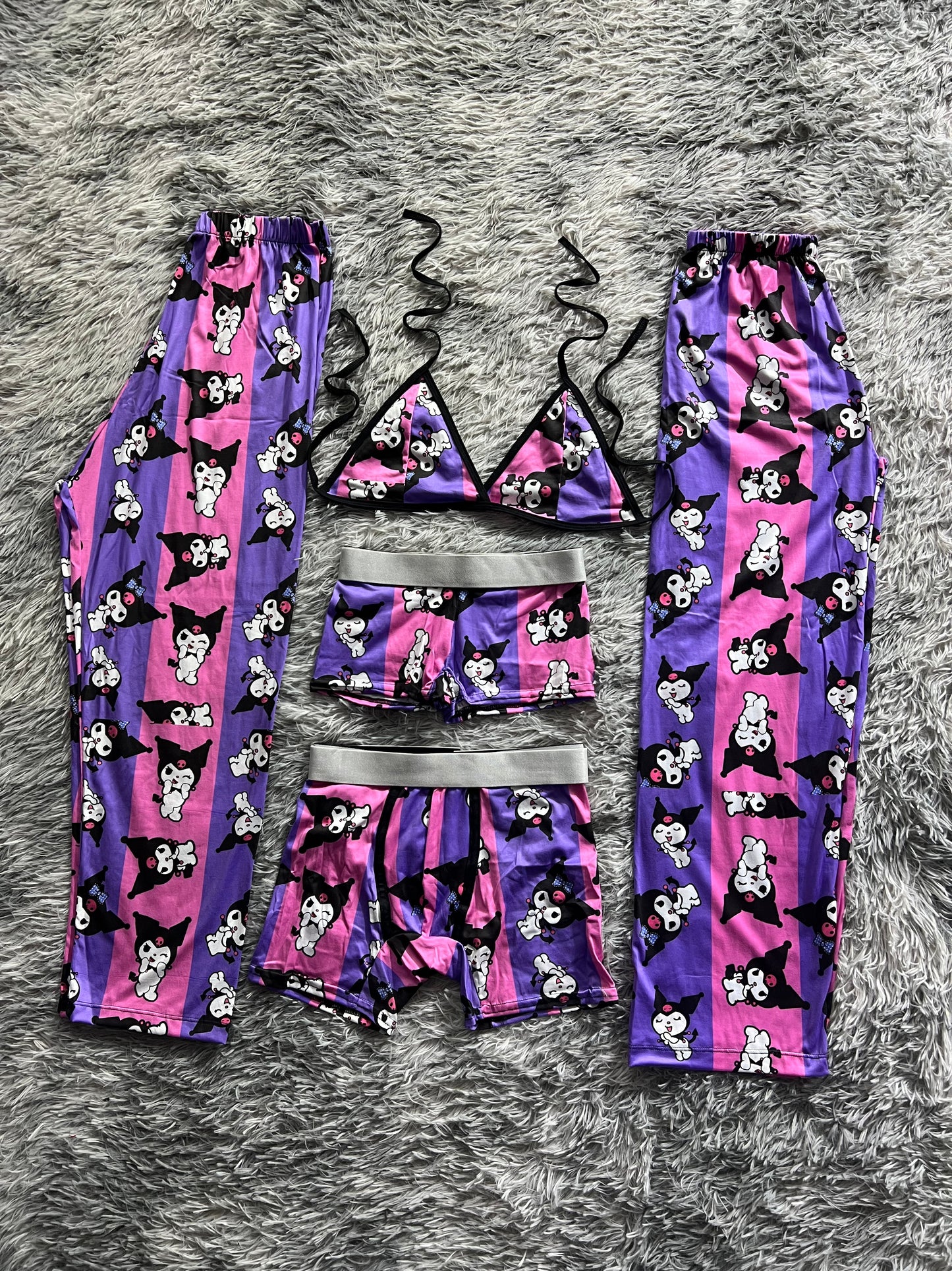 Kiromy rayas rosas y moradas pijama 5 piezas