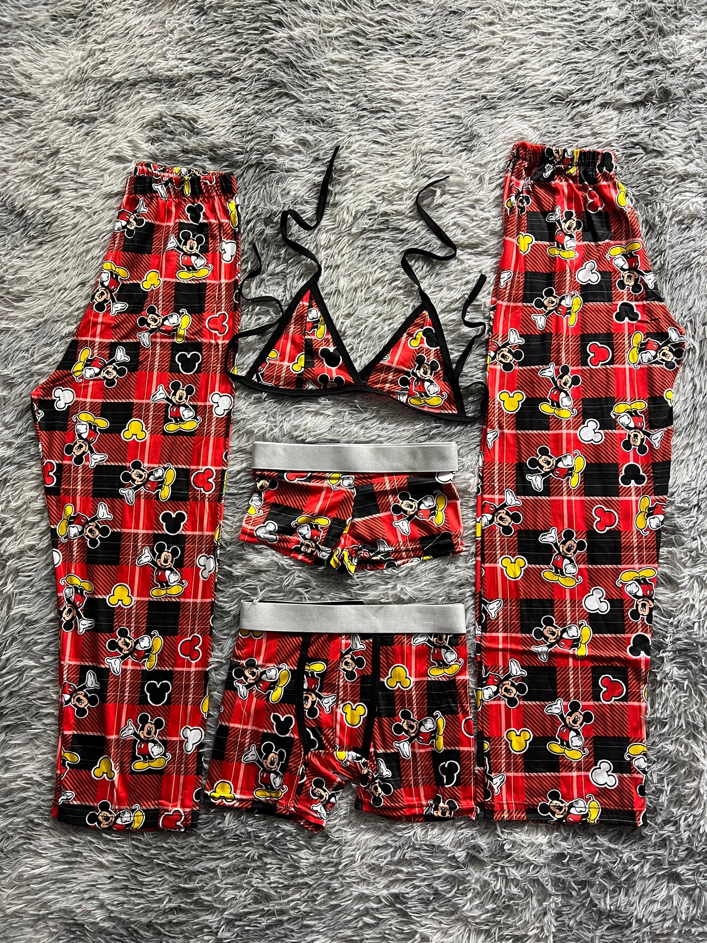 Micky mouse cuadritos rayados pijama 5 piezas