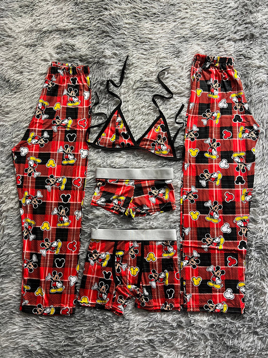 Mickey Ratón Cuadritos Rayados Pijama De 5 Piezas