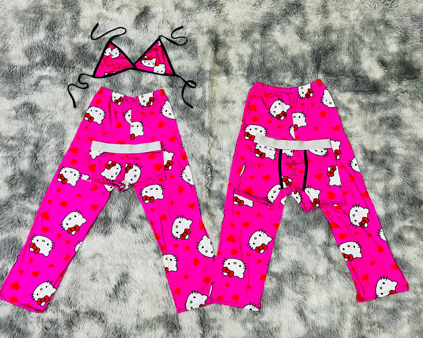 hello kitty corazones fondo rosa pijama 5 piezas