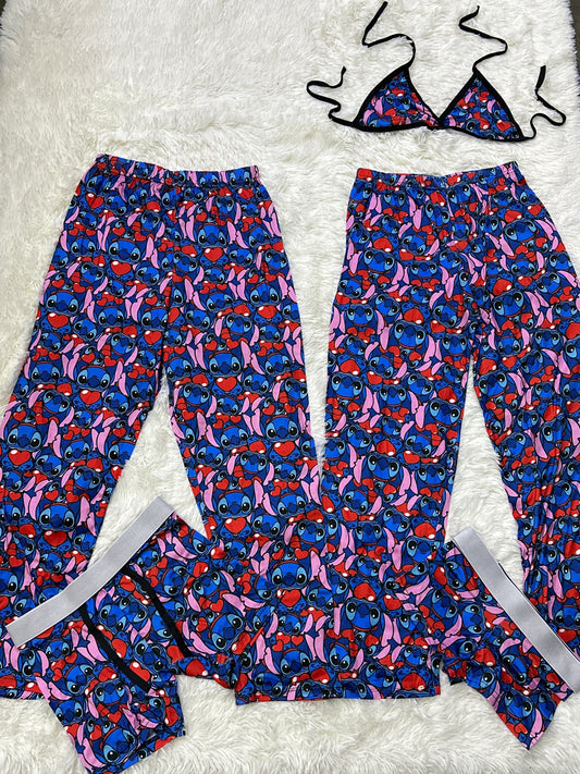 stitch corazones pijama 5 piezas