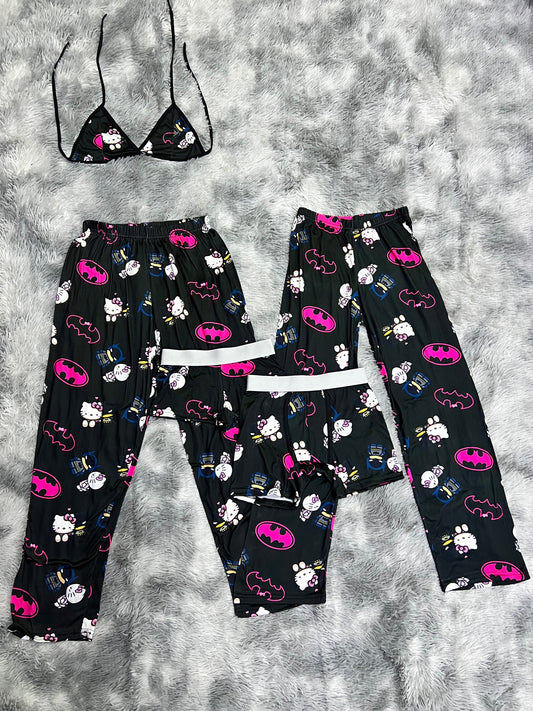 Hello Kitty Negro Duo de pijama de 5 piezas.