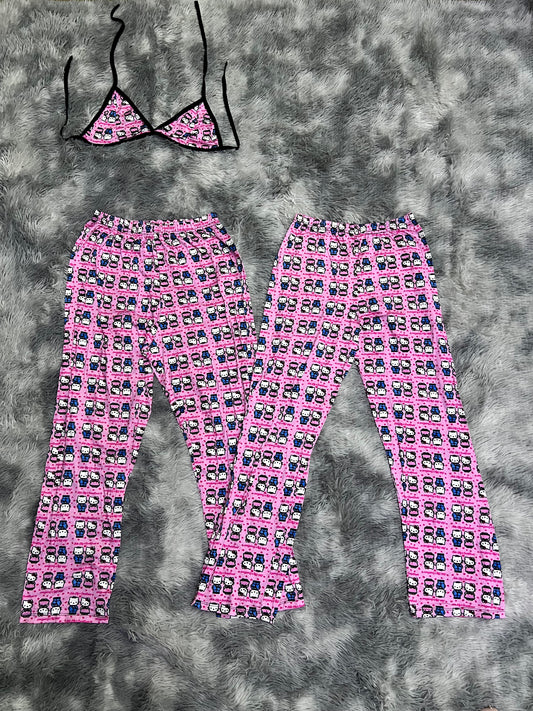 Hello Kitty Rosa Duo de pijama afelpada.