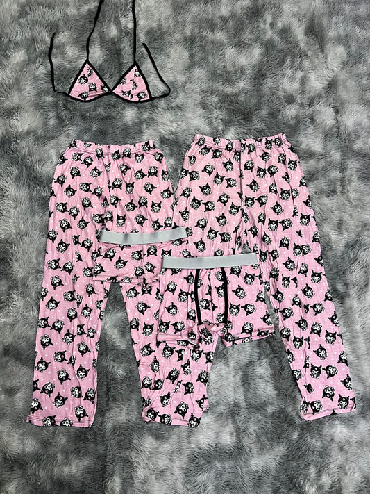 Kuromi Rosa Duo de pijama de 5 piezas.