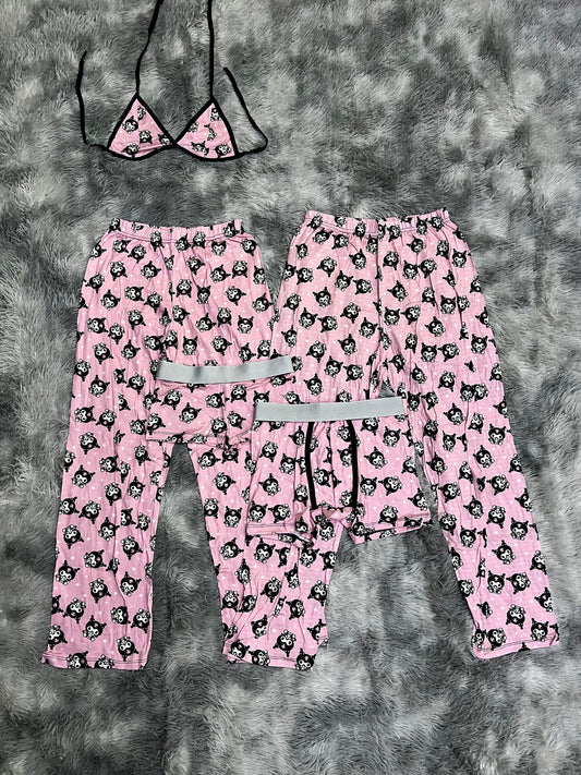 Kuromi bebe fondo rosa pijama 5 piezas