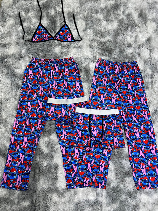 Stitch Love Print Azul Duo Unitalla De 5 Piezas