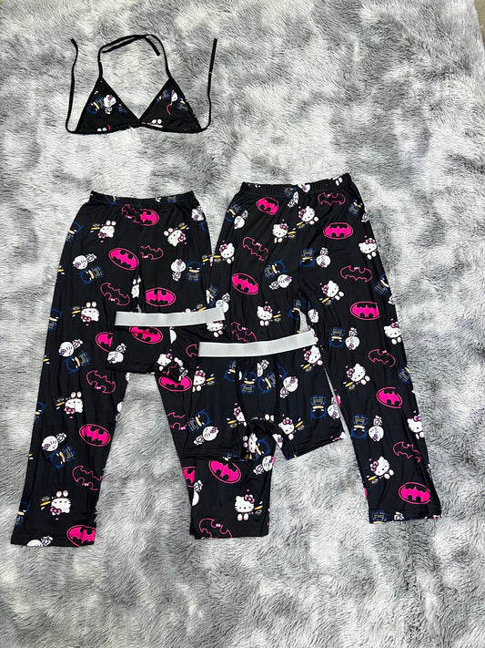 Kitty Batman Multicolor Duo de pijama de 5 piezas.