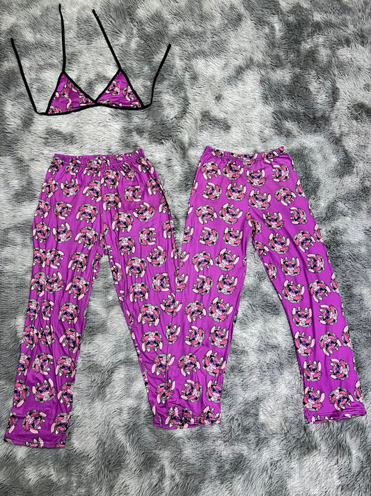 Stitch Pink Duo de pijama afelpada