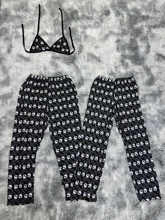 Jack Skellington Sin Color Duo de pijama afelpada.