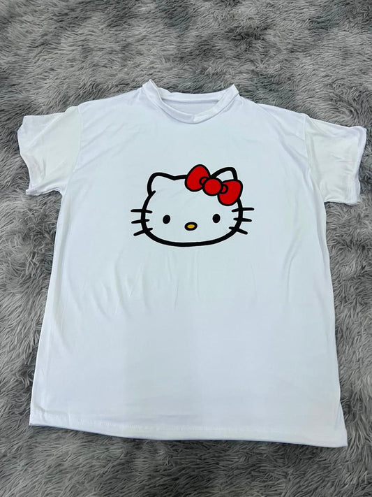 playera de hello kitty moño rojo
