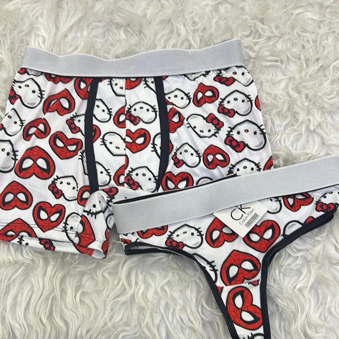 Kitty spiderman white matching couples underwear - Fundies